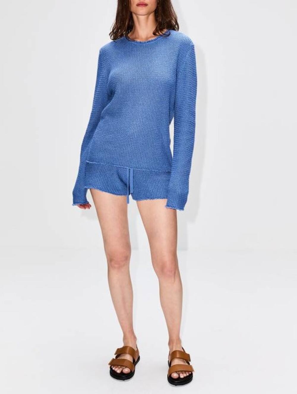 The Elder Statesman Nora Lite Thermal Long Sleeve Top in Melancholy XS